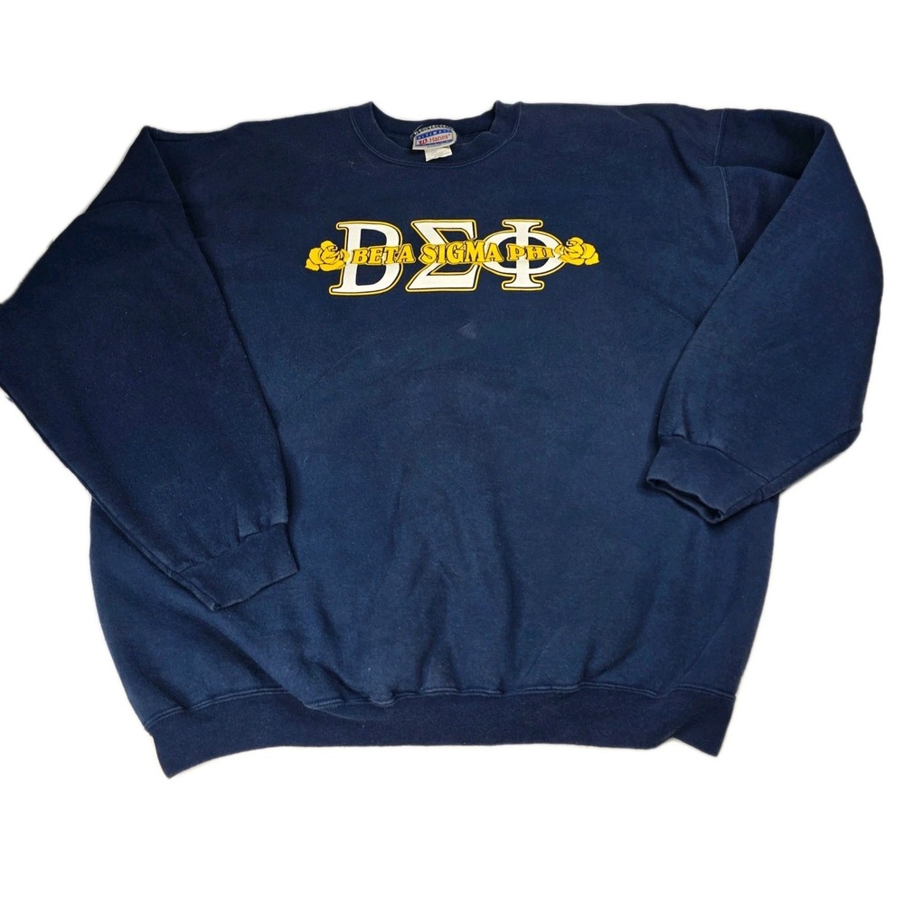 ULTIMATE Hanes Mens Adult‎ XL Beta Sigma Phi Sorority Crewneck Sweatshirt Blue